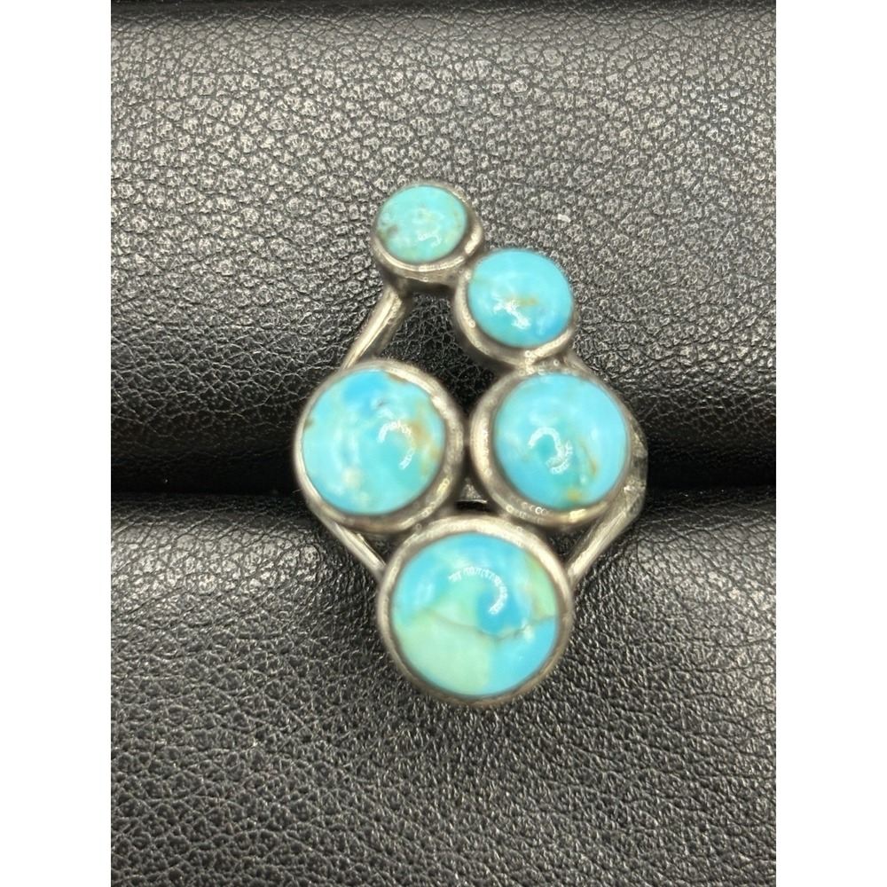 New Condition Sterling Silver Free Form Turquoise Ring Size 6.75 E20